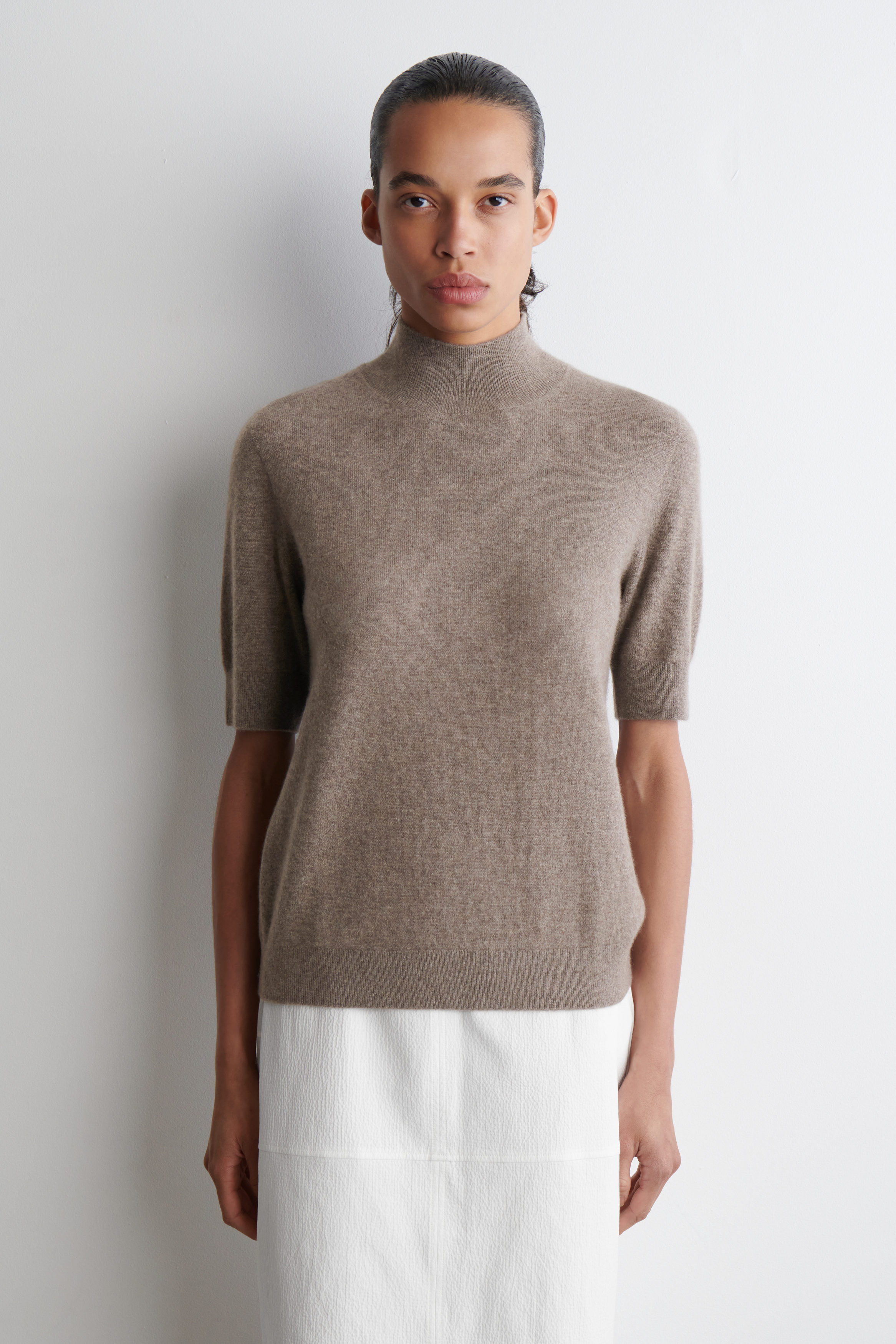 Cashmere Mock-Neck T-Shirt