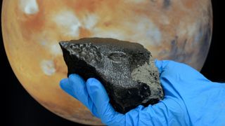 A fragment of the Tissint meteorite, which crashed to Earth in 2011.