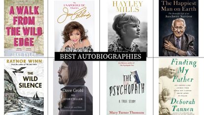 a collage image of eight of the books featured in our best autobiographies guide
