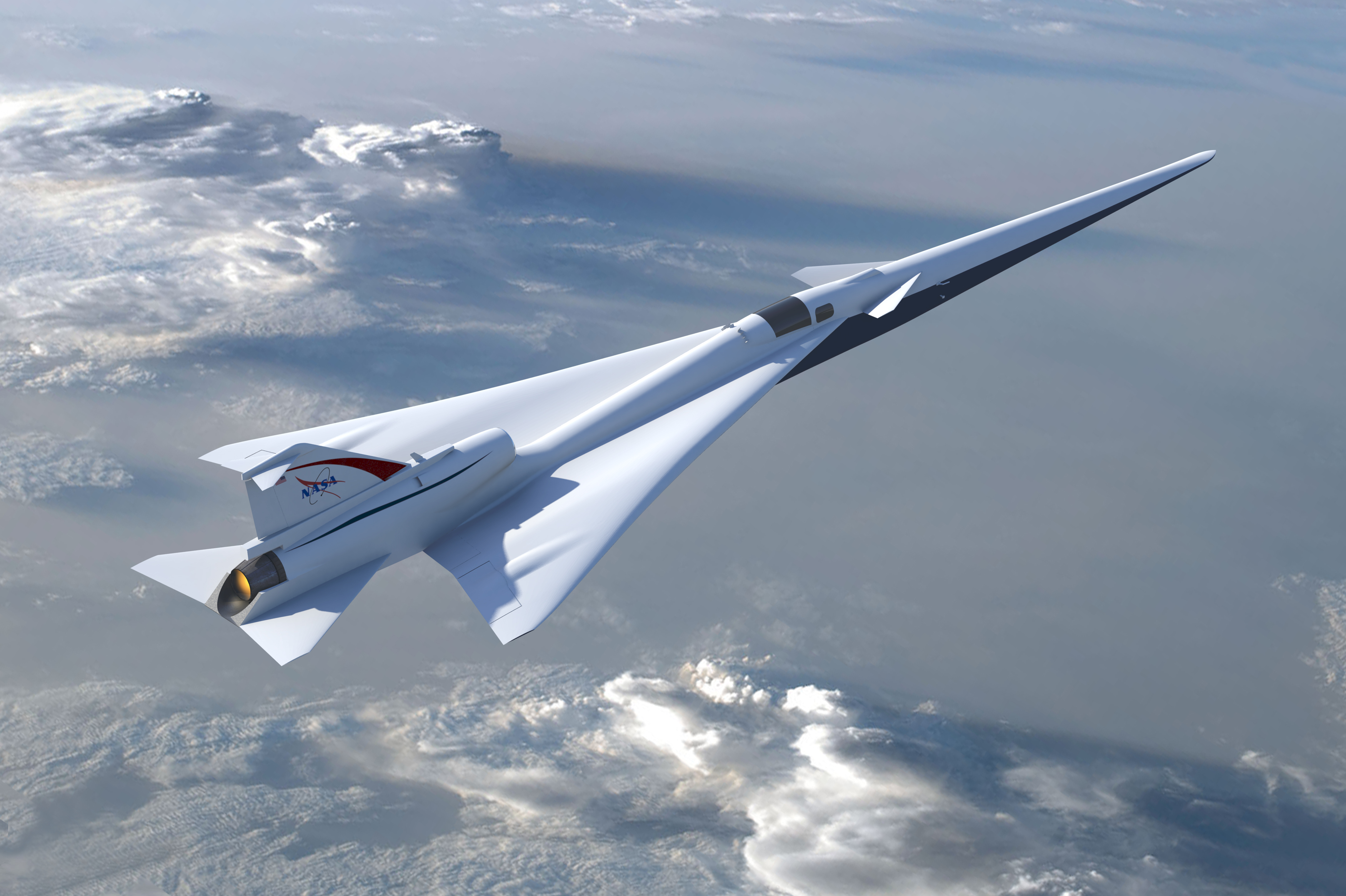 Illustration of NASA's Low-Boom Flight Demonstration aircraft as outlined during the project's preliminary design review in 2017. NASA has selected Lockheed Martin to build the new supersonic jet.