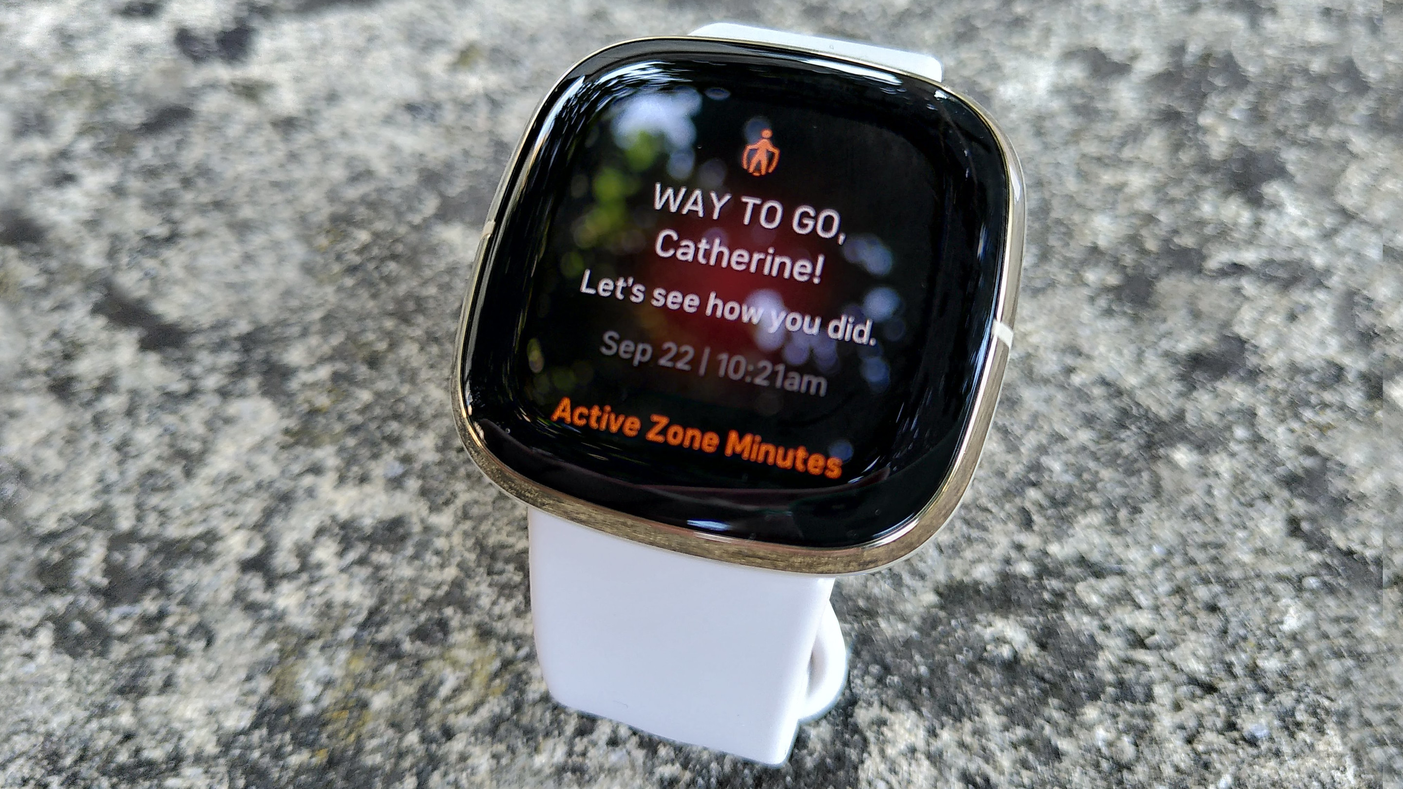 Fitbit Sense showing Active Zone Minutes notification