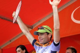 Cadel Evans – in a similar king of the mountains jersey to the one available on eBay – at the 2006 Tour Down Under