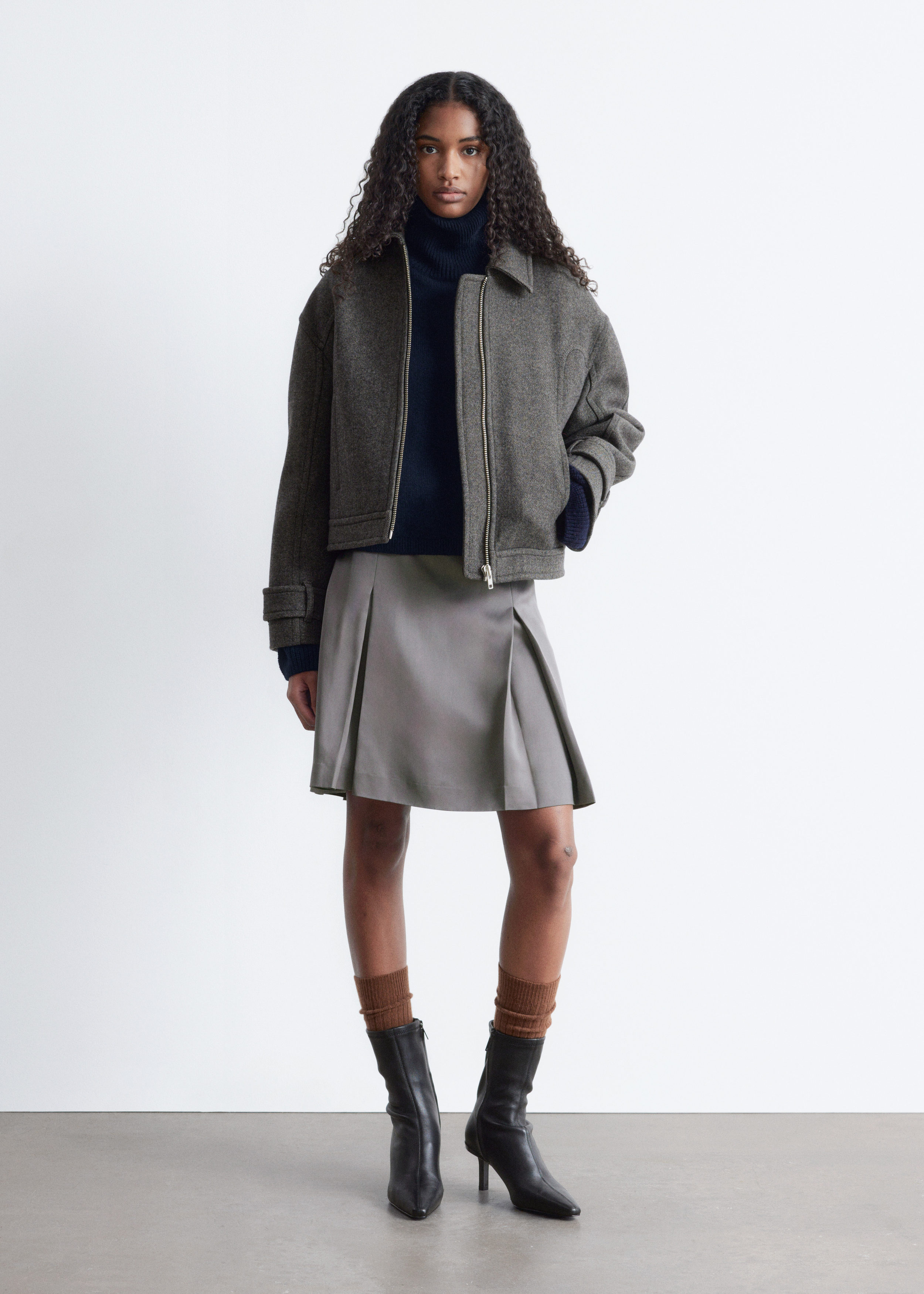 Stretch-Leather Ankle Boots