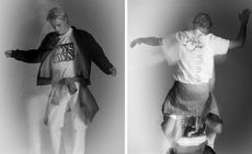 Black and white images of boys in Boy’s Own rave T-Shirts