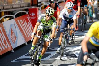 Alberto Contador finishes stage 11 of the Tour de France.