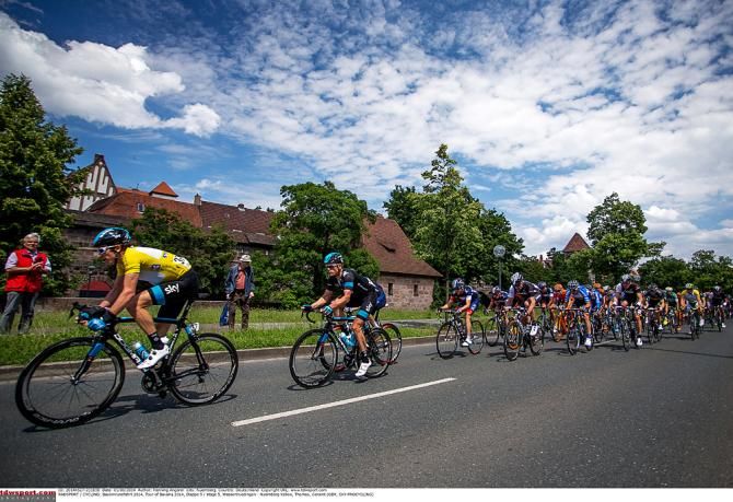 Geraint Thomas (Sky) up front on the final stage