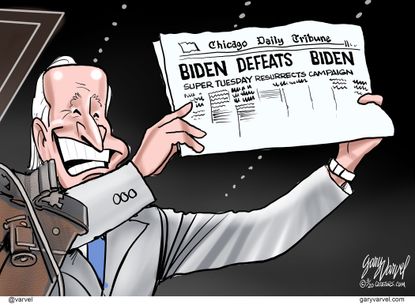 Political Cartoon U.S. Joe Biden DNC democratic primaries super tuesday campaign resurrection