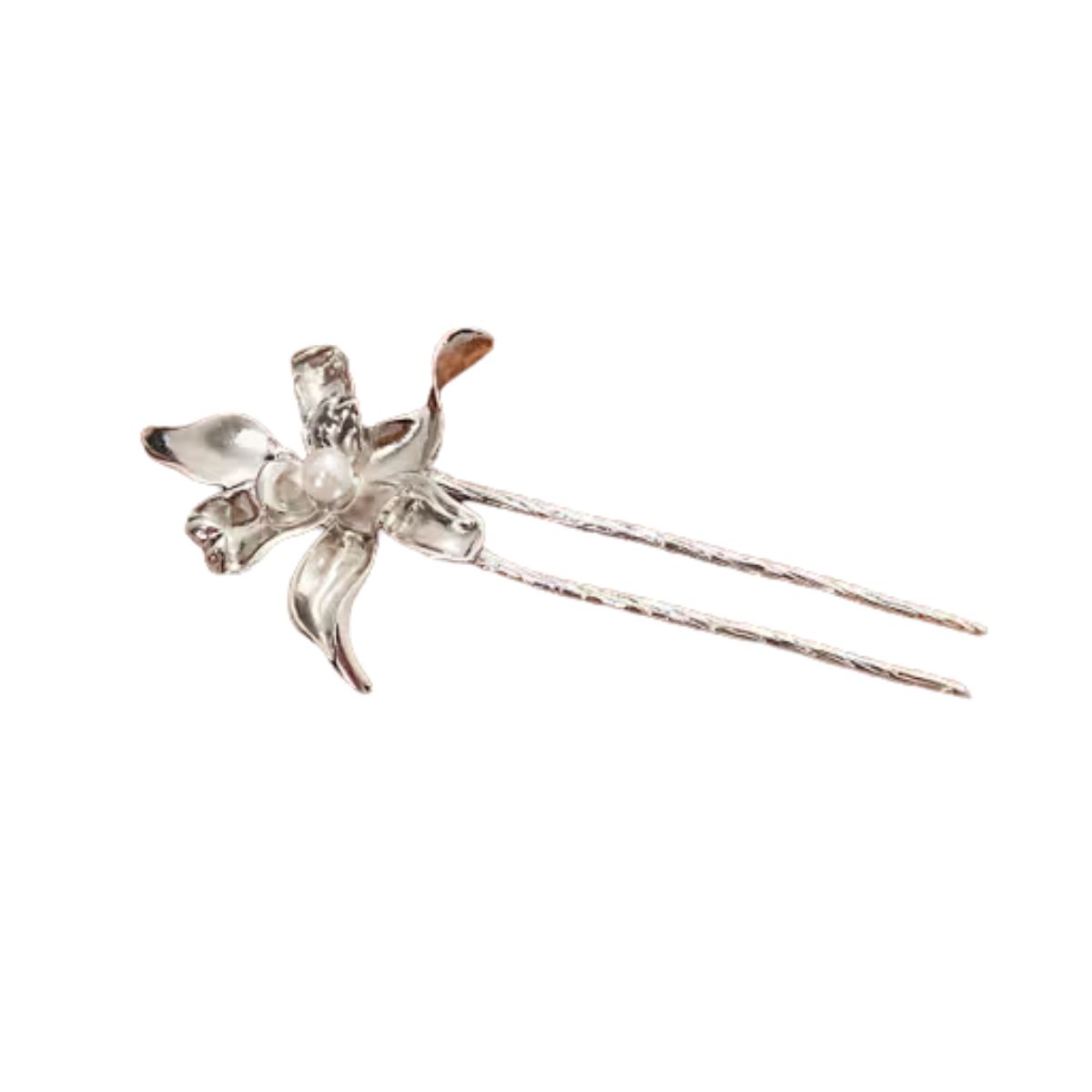 Reclaimed Vintage Flower Hair Pin in Sliver