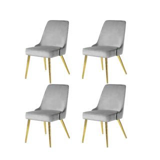 Four velvet gray chairs