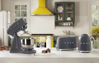 smeg kettle and toaster on countertop