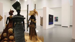 A shot of clothing and artefacts in the Museum of Black Civilizations in Dakar, Senegal