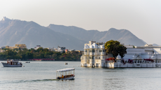 Taj Lake Palace on Lake Pichola in India.