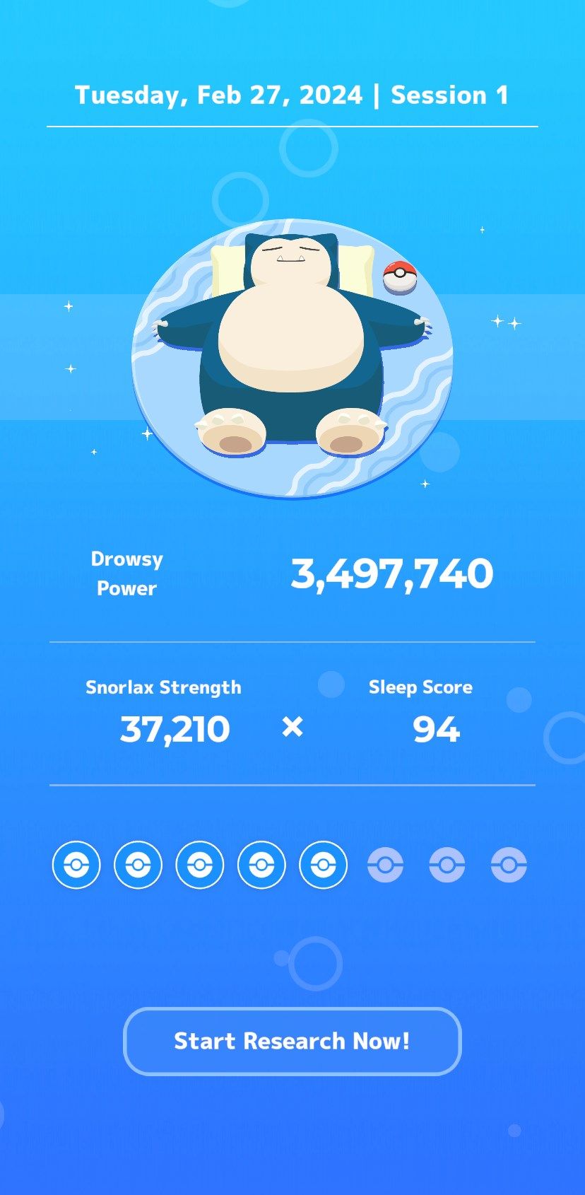 Official screenshots of the Pokemon Sleep game