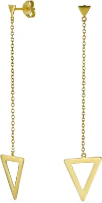 Geometric Linear Long Chain Pyramid Earrings (£22.56) $29.35) | Amazon