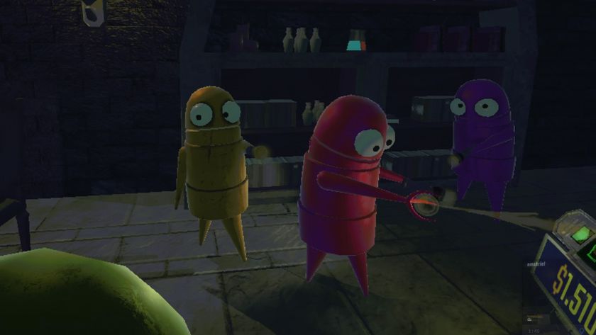 Three Semibots in REPO, looking around suspiciously at each other since the REPO Mimic mod allows monsters to play player voices. 