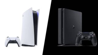 PS5 and a PS4 side by side