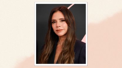 Victoria Beckham attends the premiere of &quot;Lola&quot; at Regency Bruin Theatre on February 03, 2024 in Los Angeles, California/ in a cream and beige template