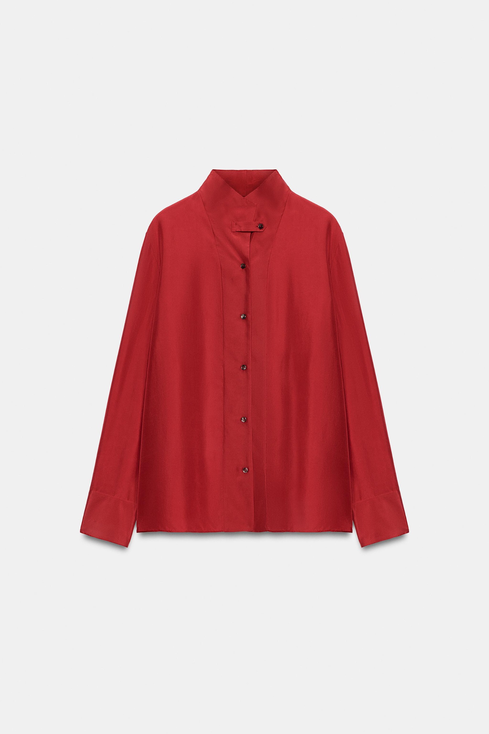 zara red blouse