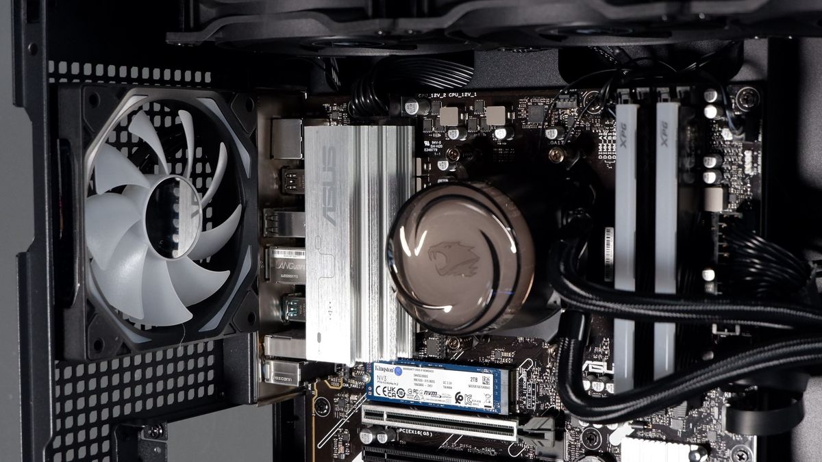 iBuyPower RDY Element 9 Pro R07 on a desk during the set-up process.