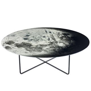 moon mirror table with photographic moon printed top