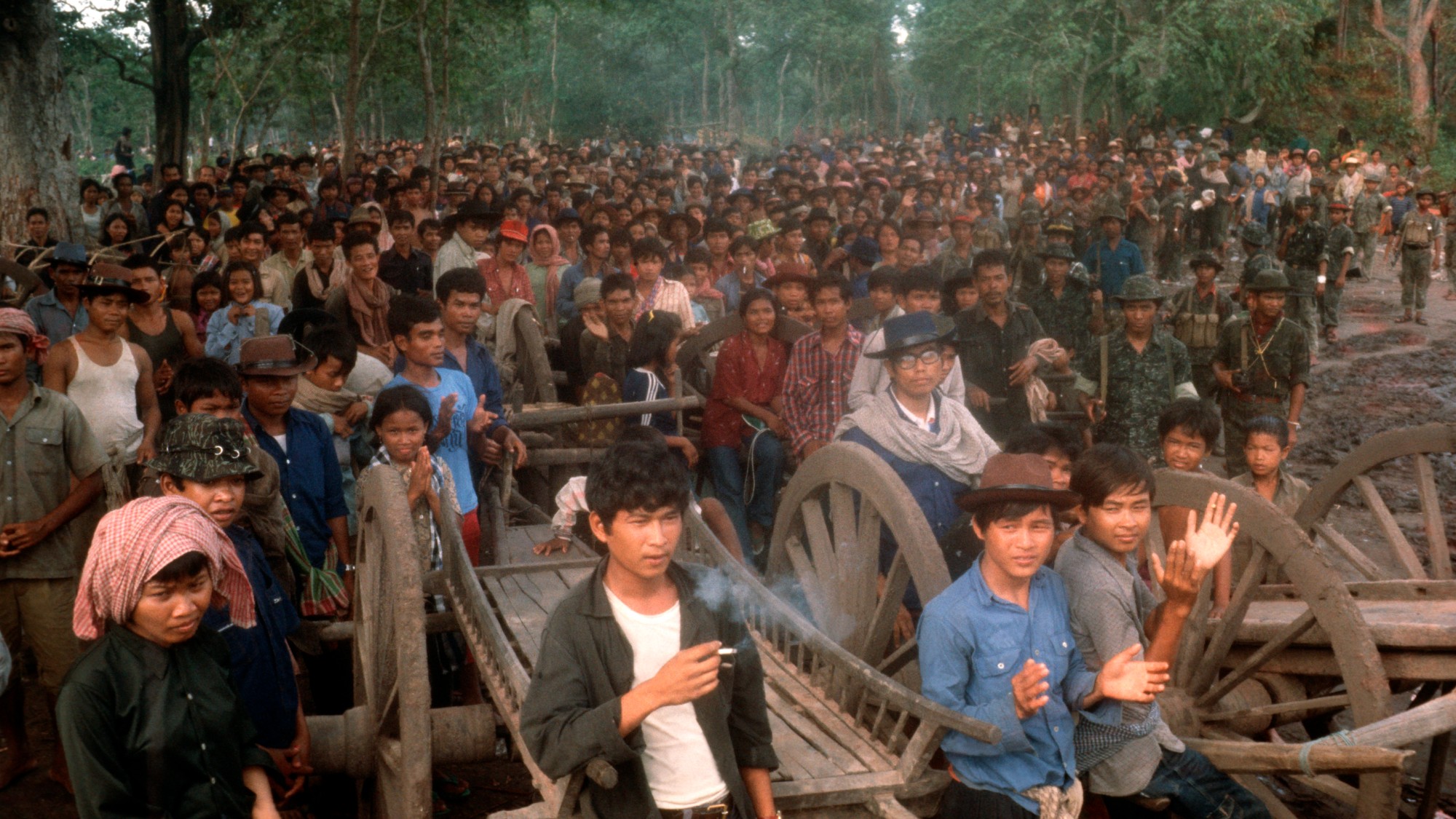 Large crowd of Cambodian refugees