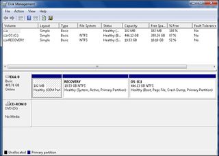 Examine partitions in disk manager