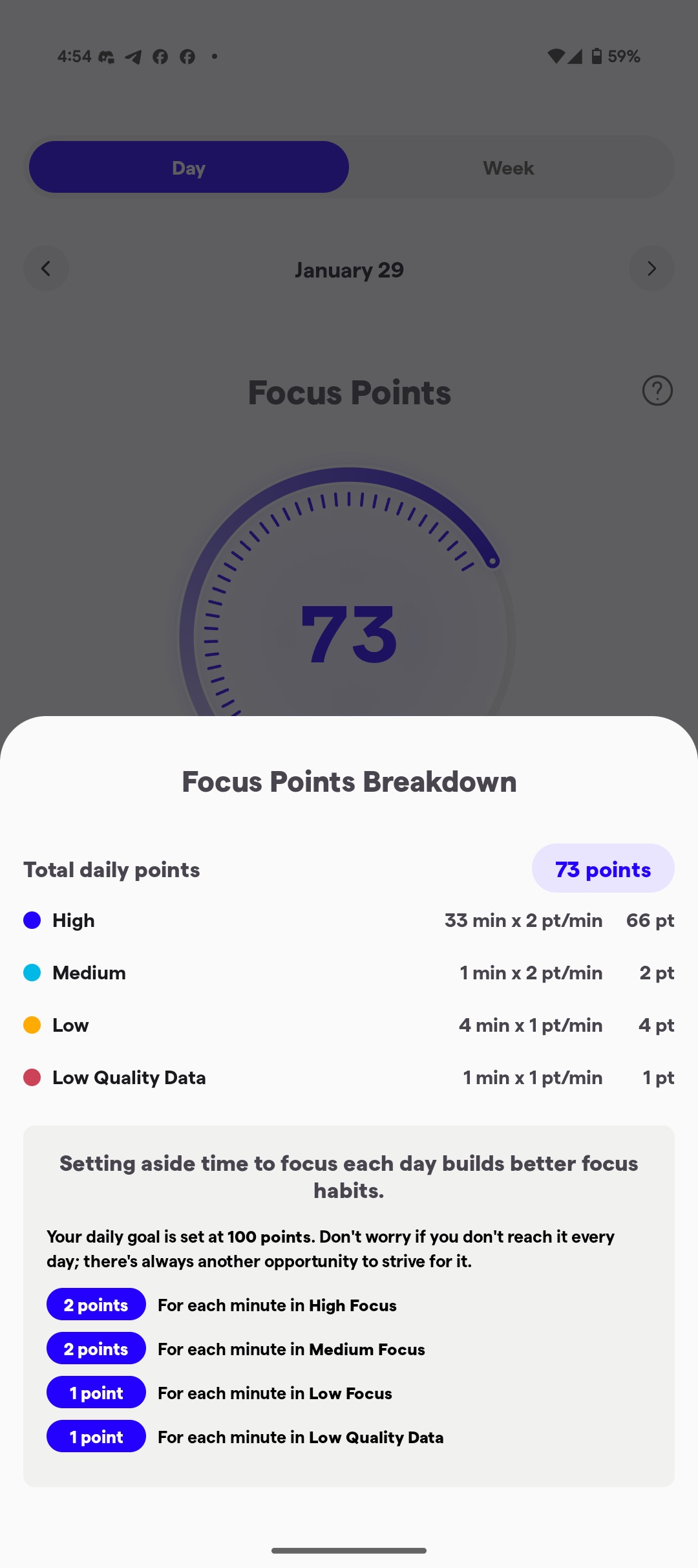 Neurable app Focus Points breakdown