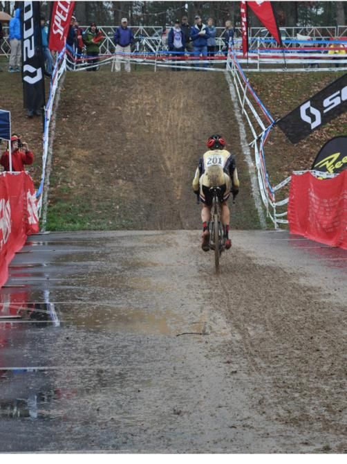 Brian Matter (RACC p/b Geargrinder) rides alone in second place in pursuit of Kerry Werner.