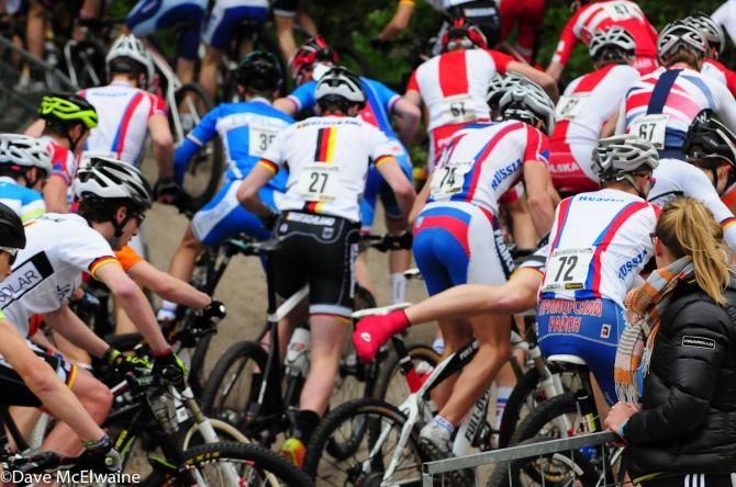 Riders recover from the first crash