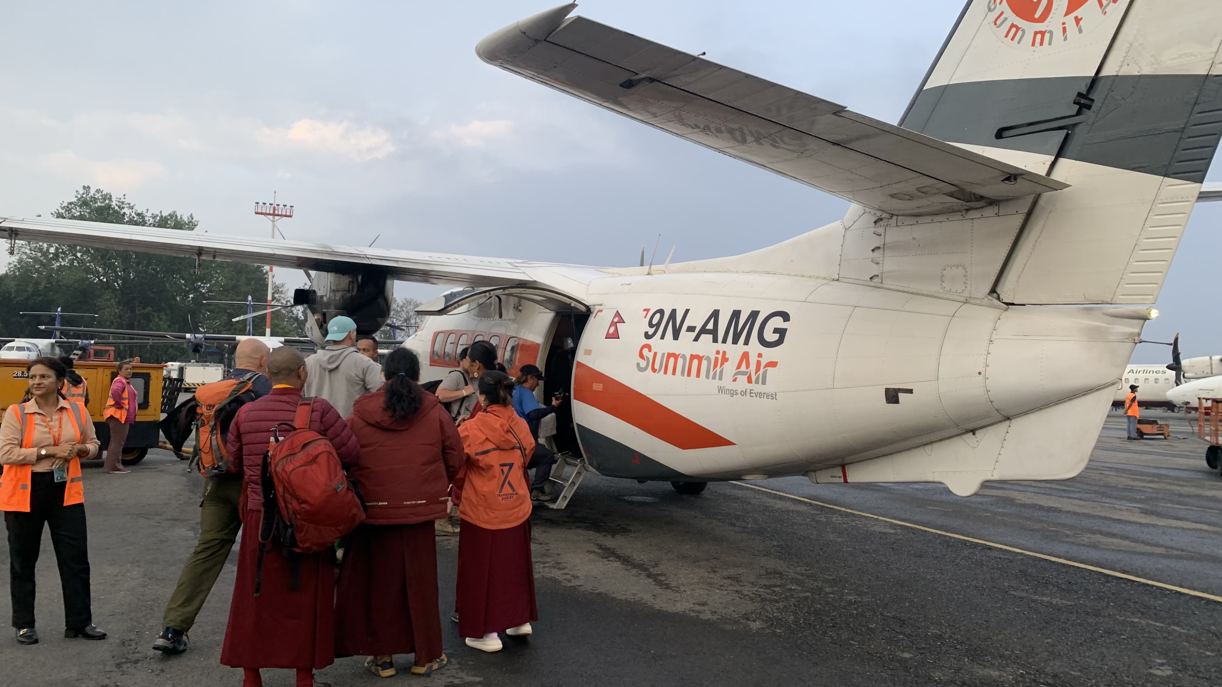 Boarding the prop plane to Lukla