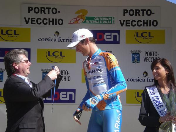 A medal for stage winner David Millar (Garmin - Transitions).