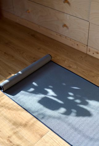 Yoga mat in sunlight