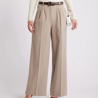 neutral wide leg suit trousers