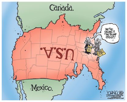 Political cartoon U.S. Trump Mexico Border