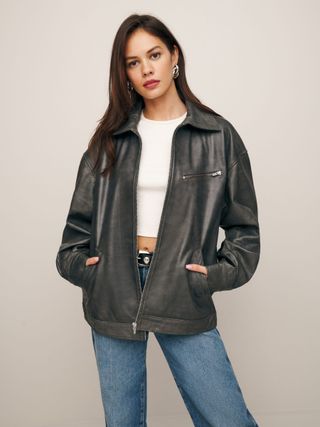 Veda Marco Leather Oversized Bomber