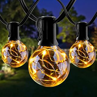 Niconik 58ft Outdoor String Lights Low Voltage 5v, G40 Led 50 Glass Globe Bulbs (3 Spare), E12 0.5w Weather Resistant Corded Electric Hanging Bistro Patio Yellow Light for Space Backyard Party Decor