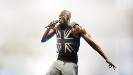 Stormzy headlines the Pyramid Stage on day three of Glastonbury Festival at Worthy Farm, Pilton on June 28, 2019 in Glastonbury, England.