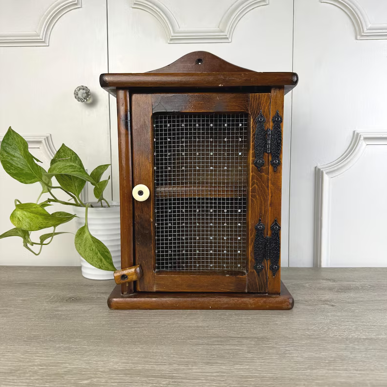 Etsy, Primitive Wooden Cabinet with Mesh Door