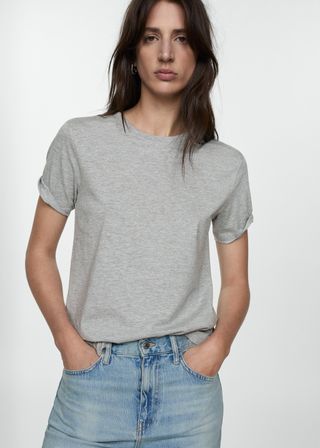 MANGO Short-Sleeved Cotton T-Shirt 