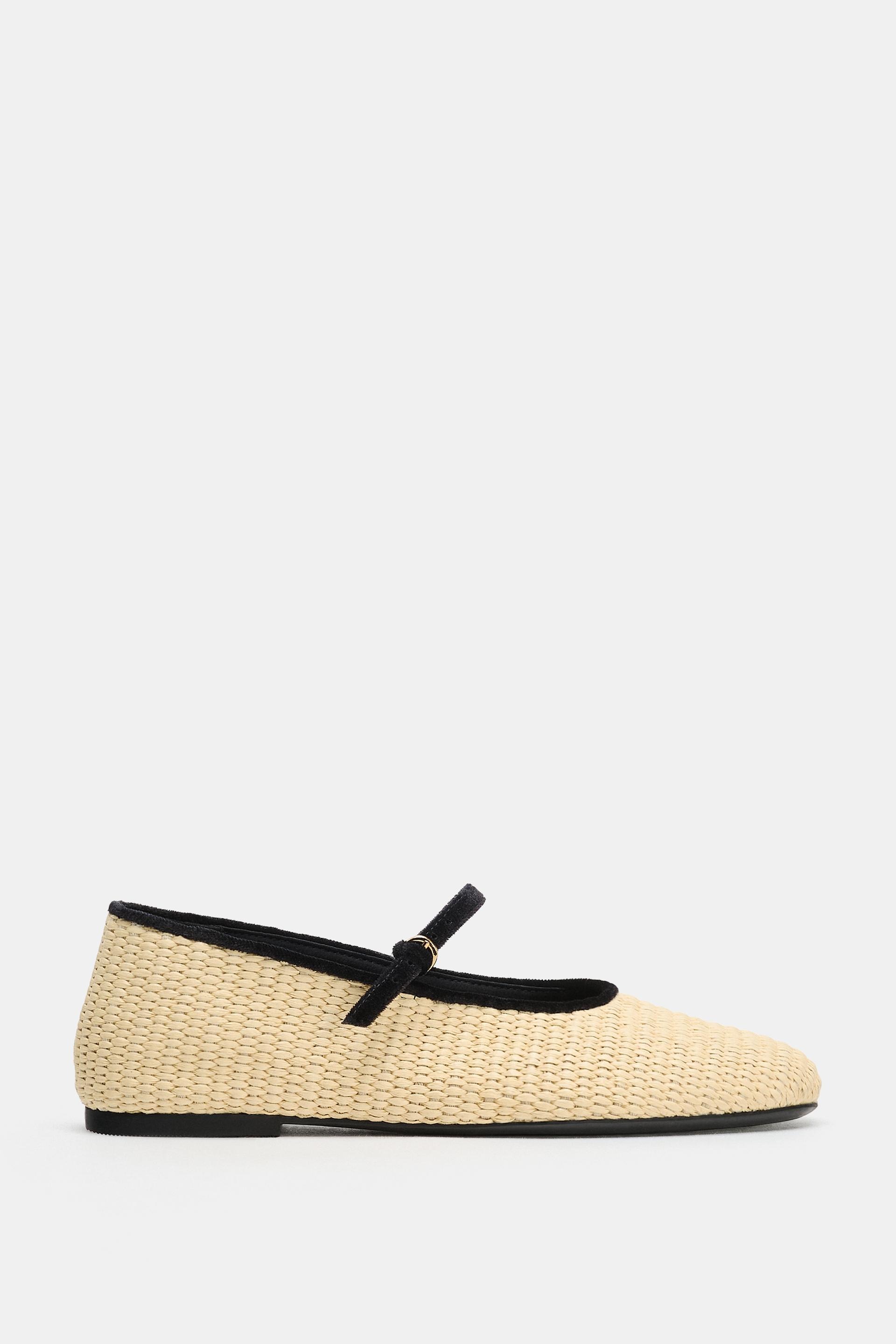 Zara, Contrast Braided-Effect Ballet Flats