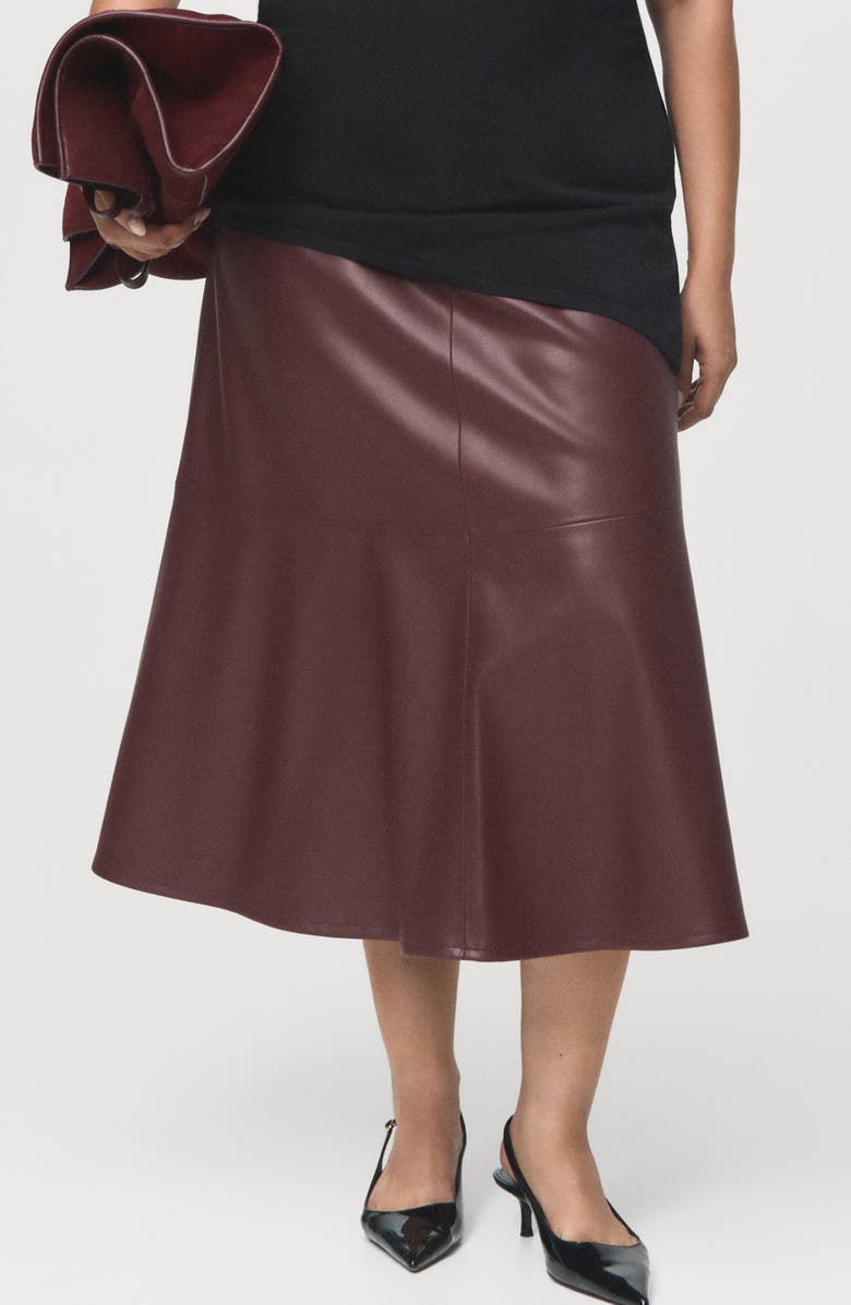 Paris Faux Leather A-Line Midi Skirt