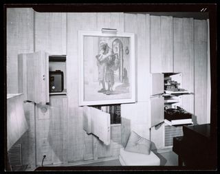 Inside a Herbert Burns house with wood panelling in Palm Springs