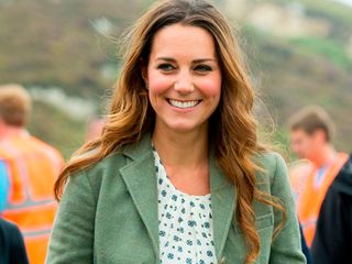 Kate Middleton wears a green jacket in Angelsey