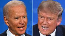 Democratic Presidential candidate Joe Biden (L) and President Donald Trump speak during the first presidential debate in Cleveland, Ohio, on Sept. 29, 2020.