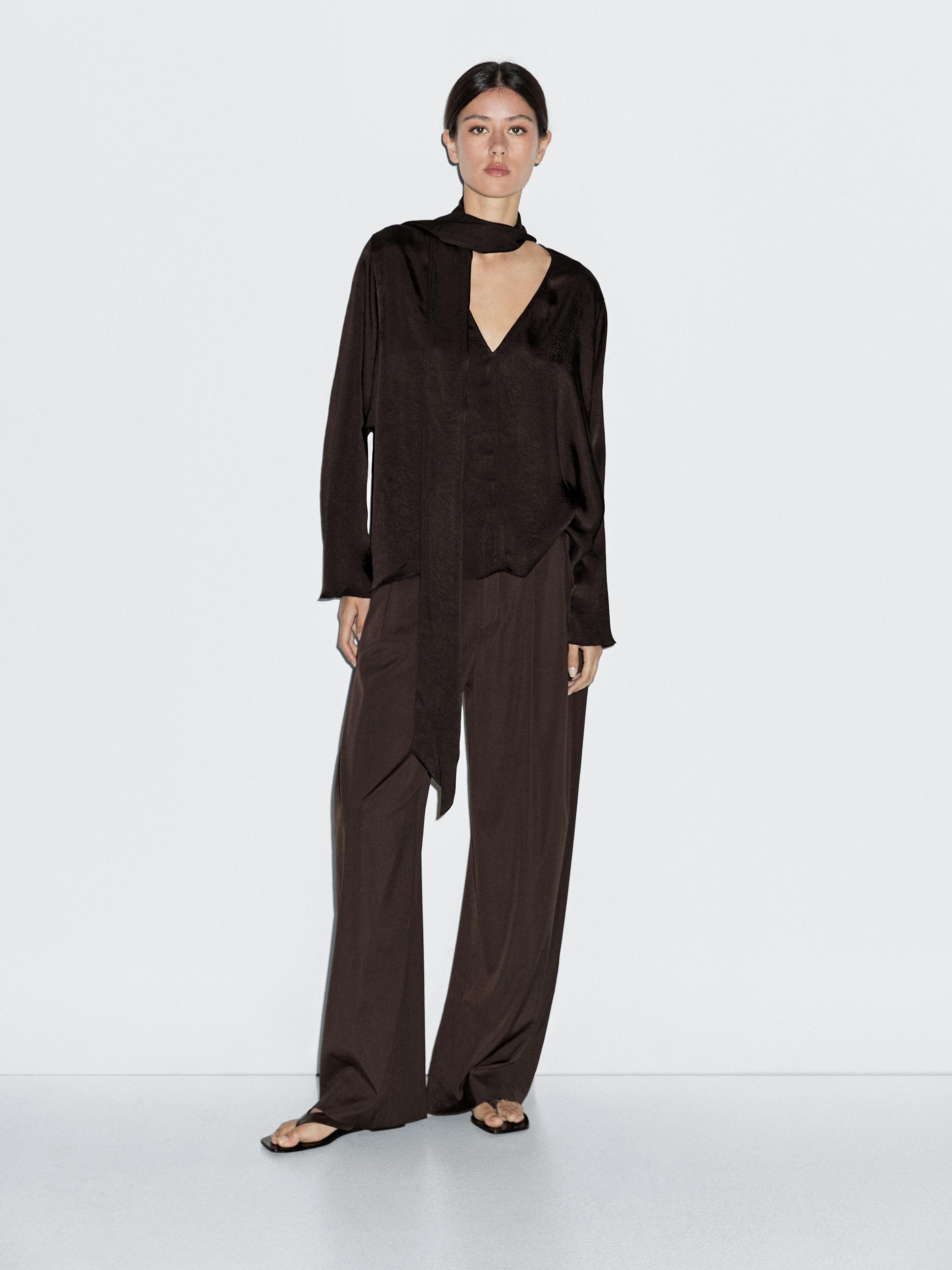 Massimo Dutti, Flowing Blouse With Tie