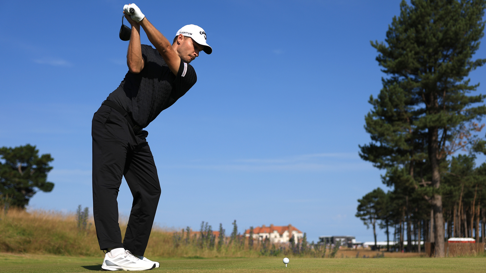 Rasmus Hojgaard at the top of his backswing