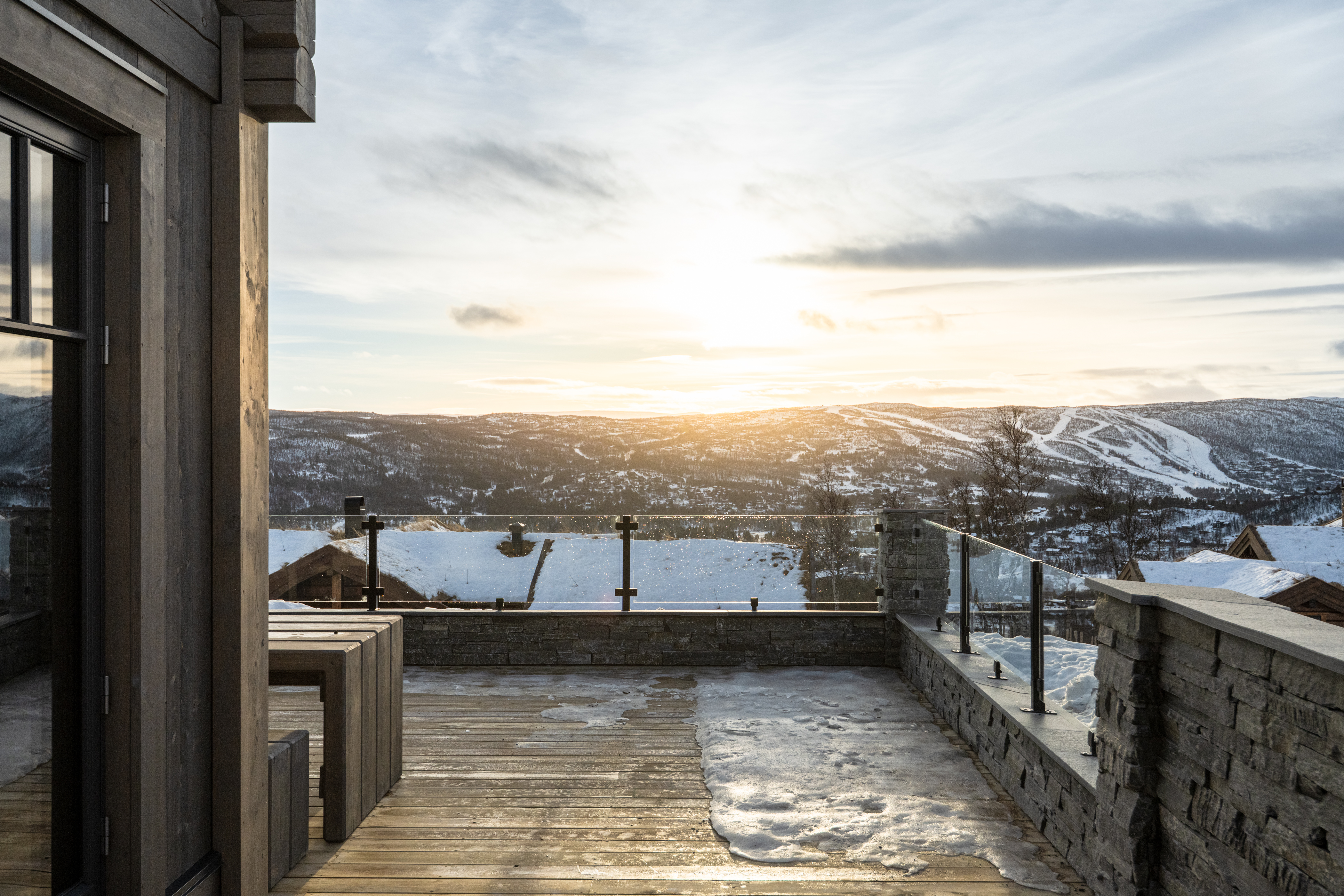 Interior shots of a modern and sleek ski chalet in Geilo