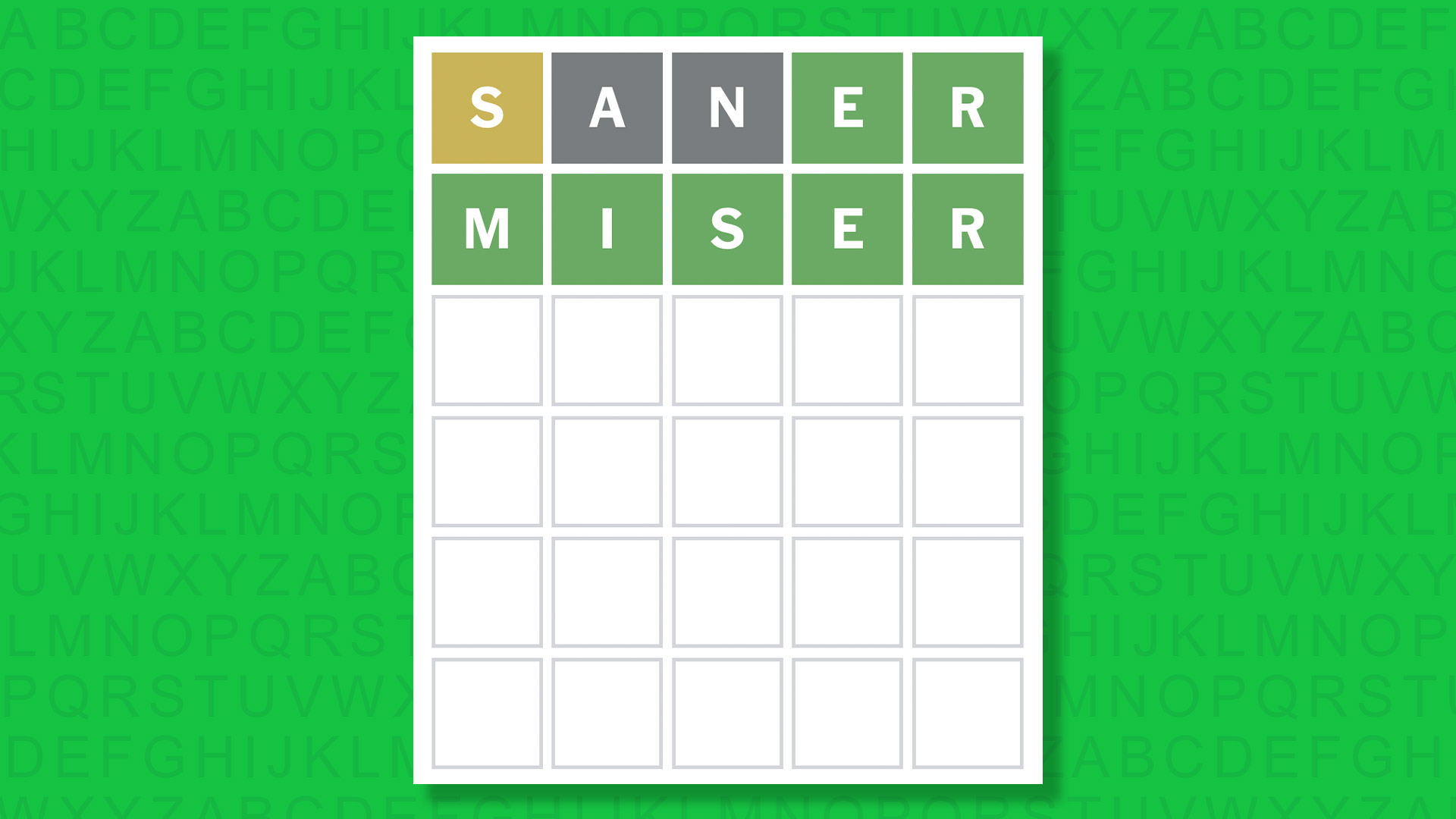 NYT Wordle answer for game 1638 on a green background