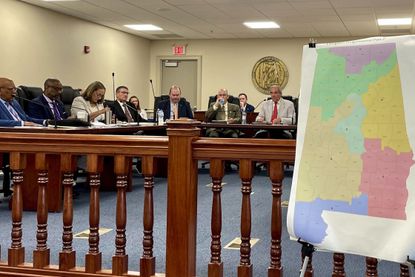 Alabama state senators discuss a redrawn map of the state's districts. 