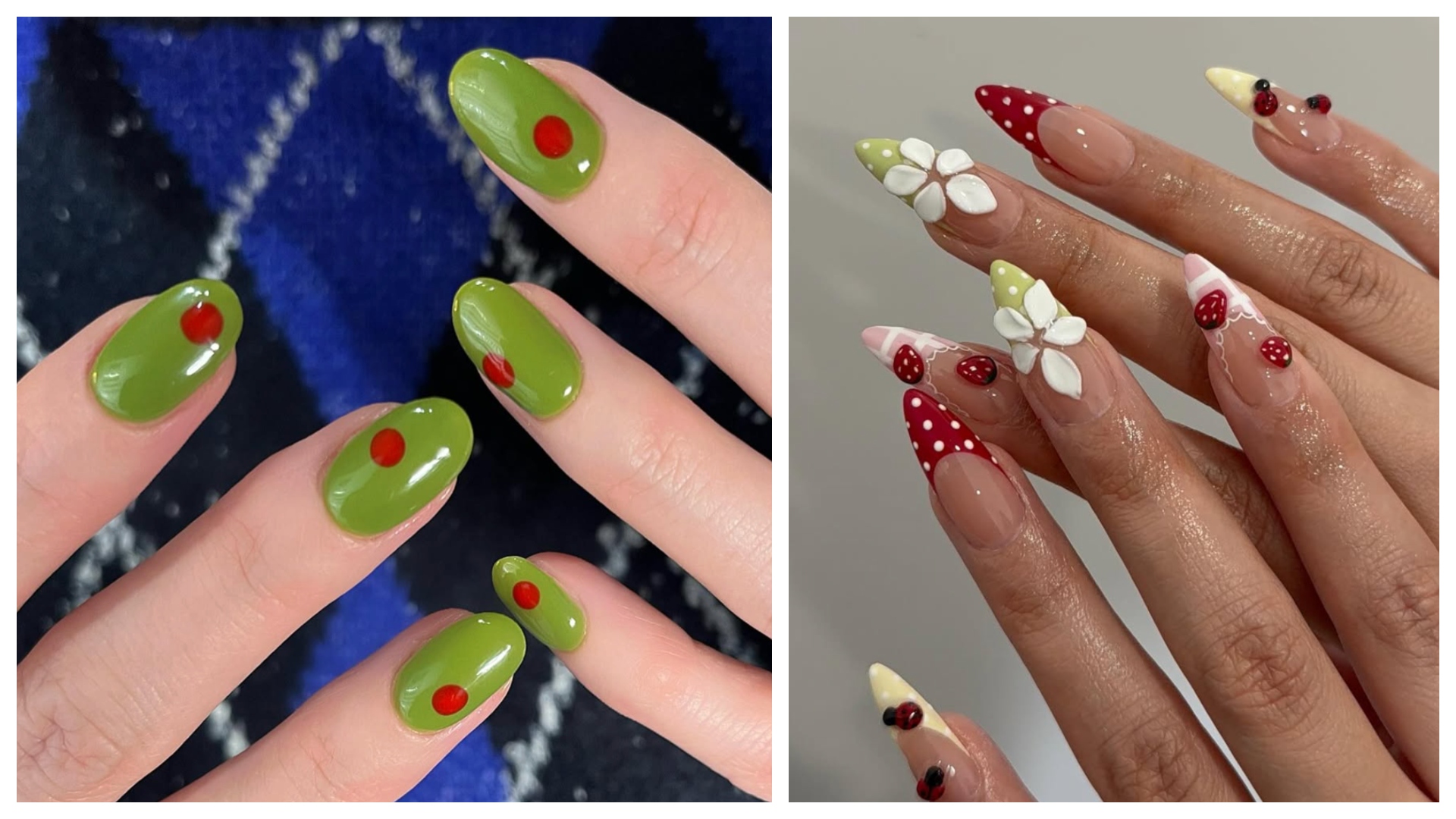 martini nails and cherry red french tips